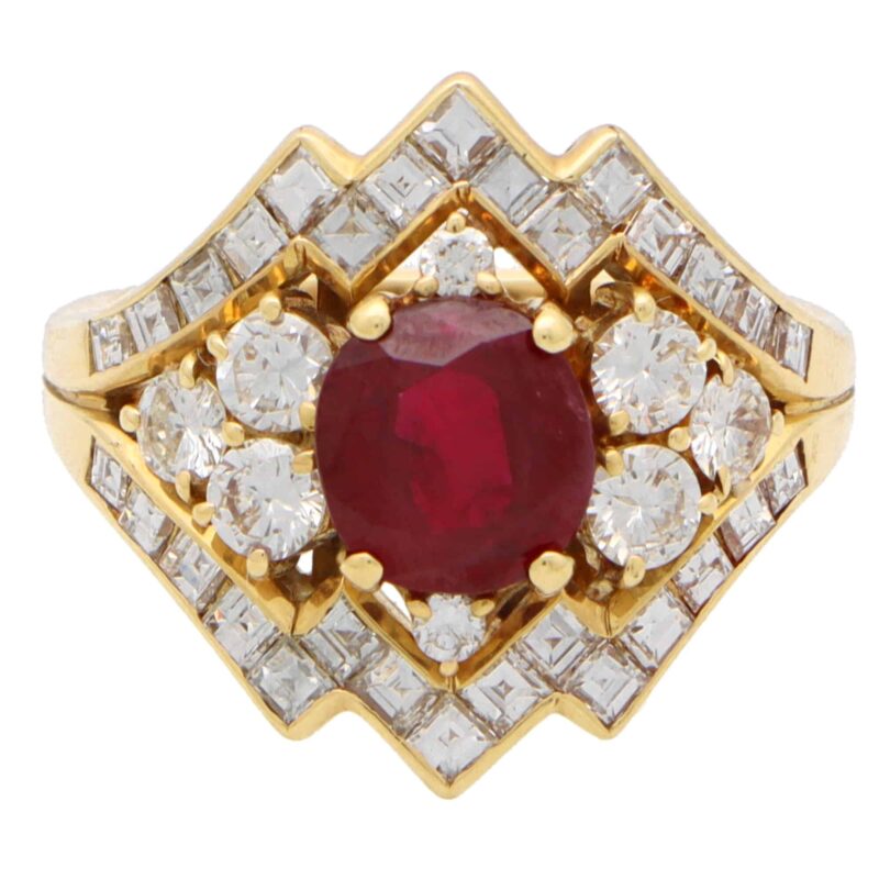 Vintage Piaget Ruby and Diamond Cluster Ring