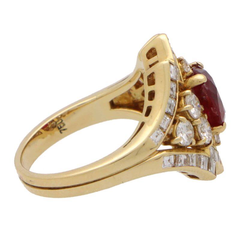 Vintage Piaget Ruby and Diamond Cluster Ring