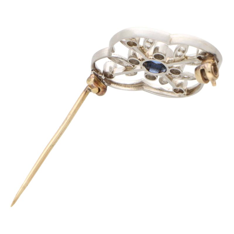 Art Deco Sapphire and Diamond Floral Brooch