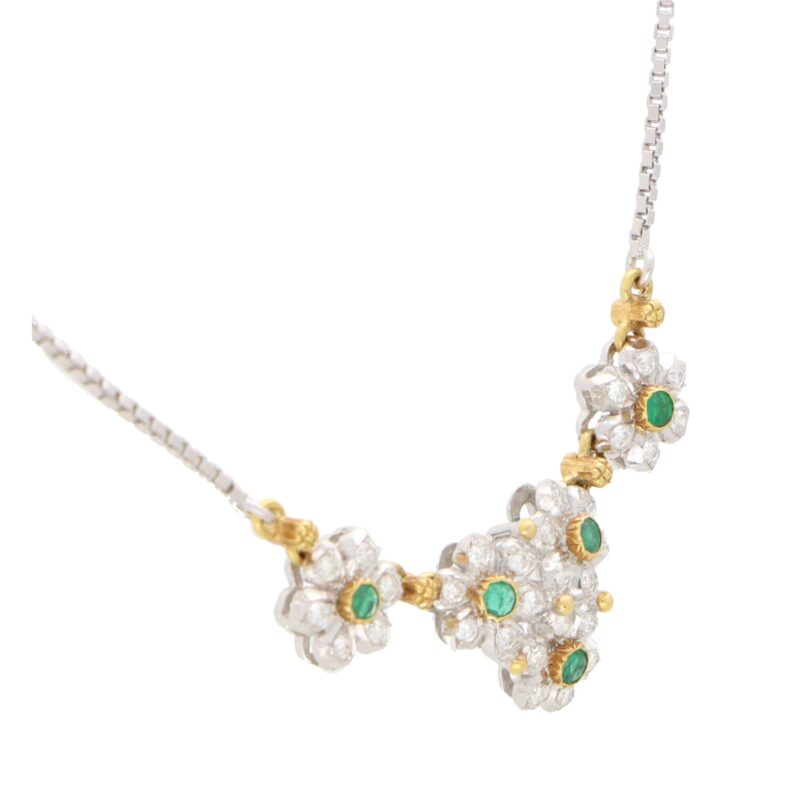 Vintage Buccellati 'Primavera' Diamond and Emerald Necklace