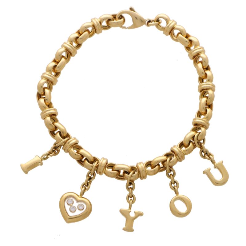 Vintage Chopard Happy Diamonds 'I Love You' Charm Bracelet