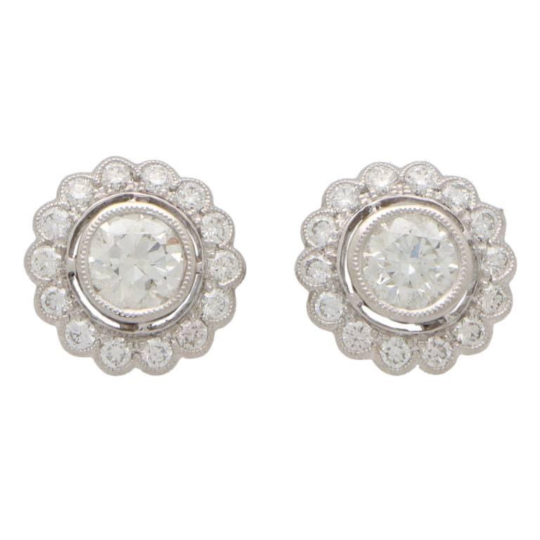 Diamond Floral Cluster Earrings