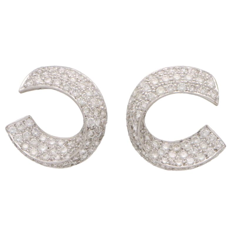 Vintage Diamond Twisted Clip On Hoops