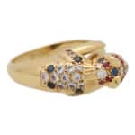 Vintage Diamond, Ruby and Sapphire Leopard Ring