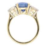 Certified 7.18ct Unheated Sapphire and Diamond Three Stone Ring
