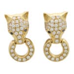 Vintage Diamond Fox Head Door Knocker Earrings