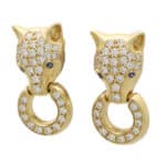 Vintage Diamond Fox Head Door Knocker Earrings