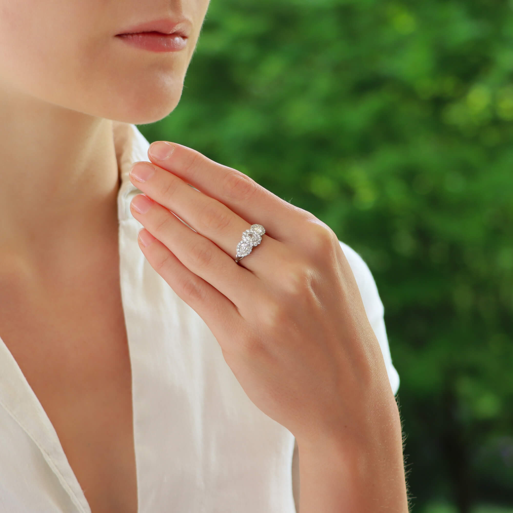Three oval engagement ring on sale