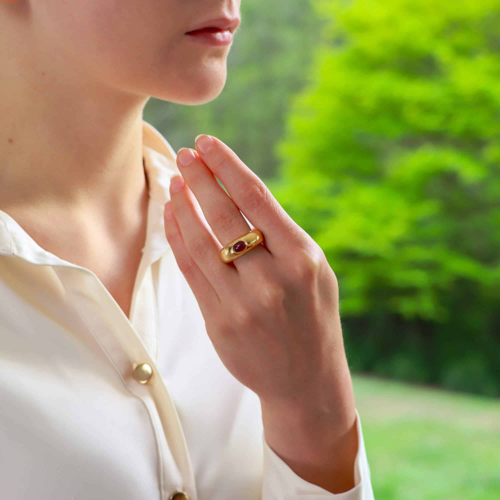 Vintage Chaumet Gypsy Set Ruby Chunky Ring at Susannah Lovis Jewellers