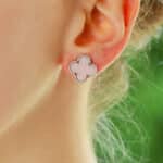 Vintage Van Cleef & Arpels Pink Opal Alhambra Earrings