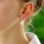 Convertible Pearl and Diamond Floral Drop/Stud Earrings