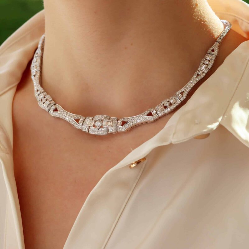 Art Deco Inspired Diamond Panel Necklace