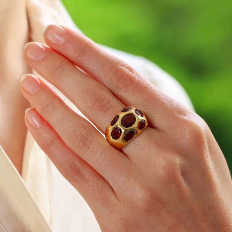 Vintage Garnet Bombe Ring