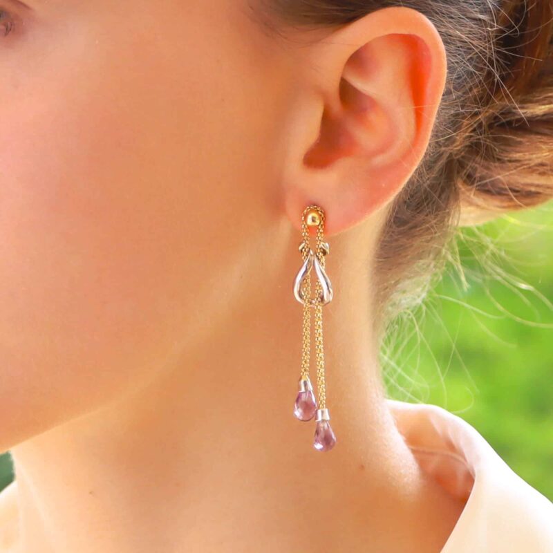Vintage Amethyst Knotted Drop Earrings