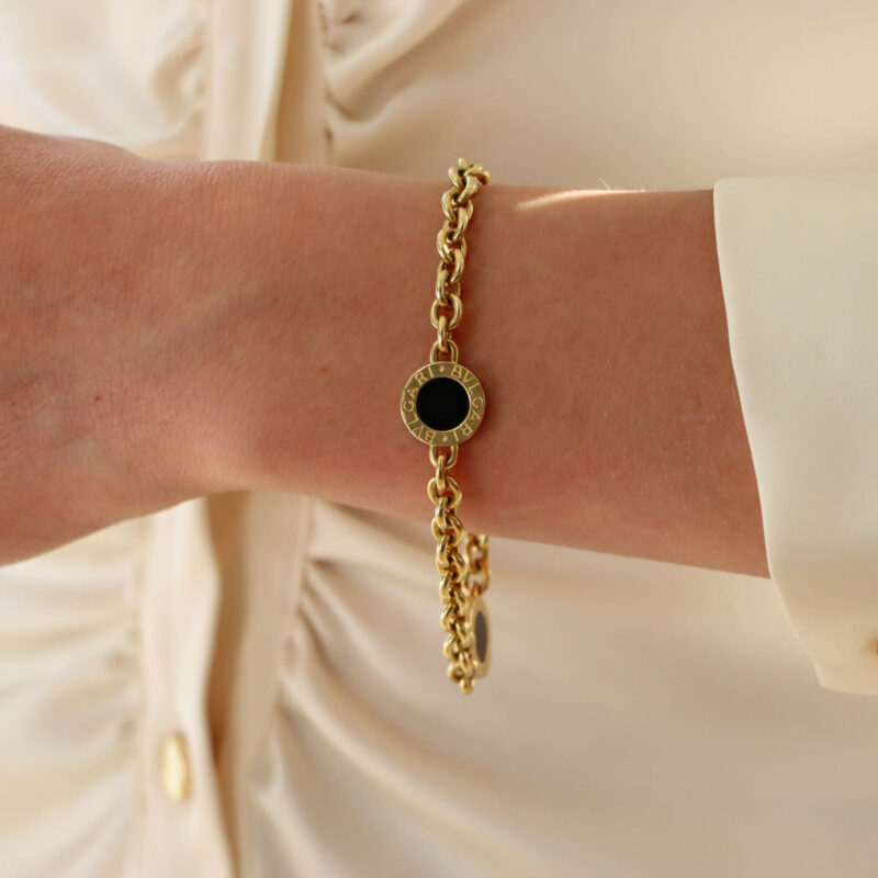 Vintage Bvlgari Onyx Disc Bracelet