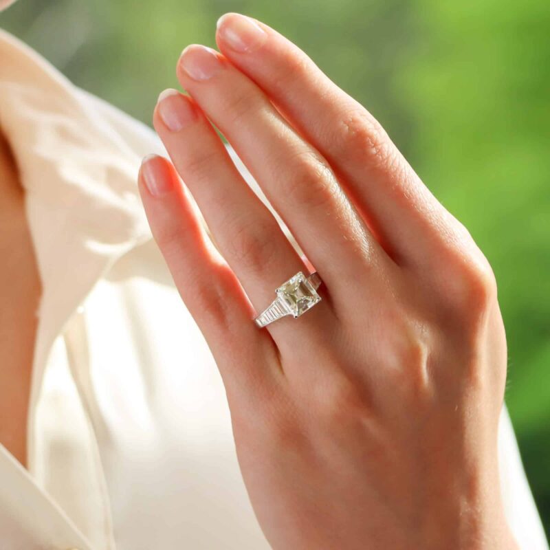 3.02ct Square Emerald Cut Diamond Ring