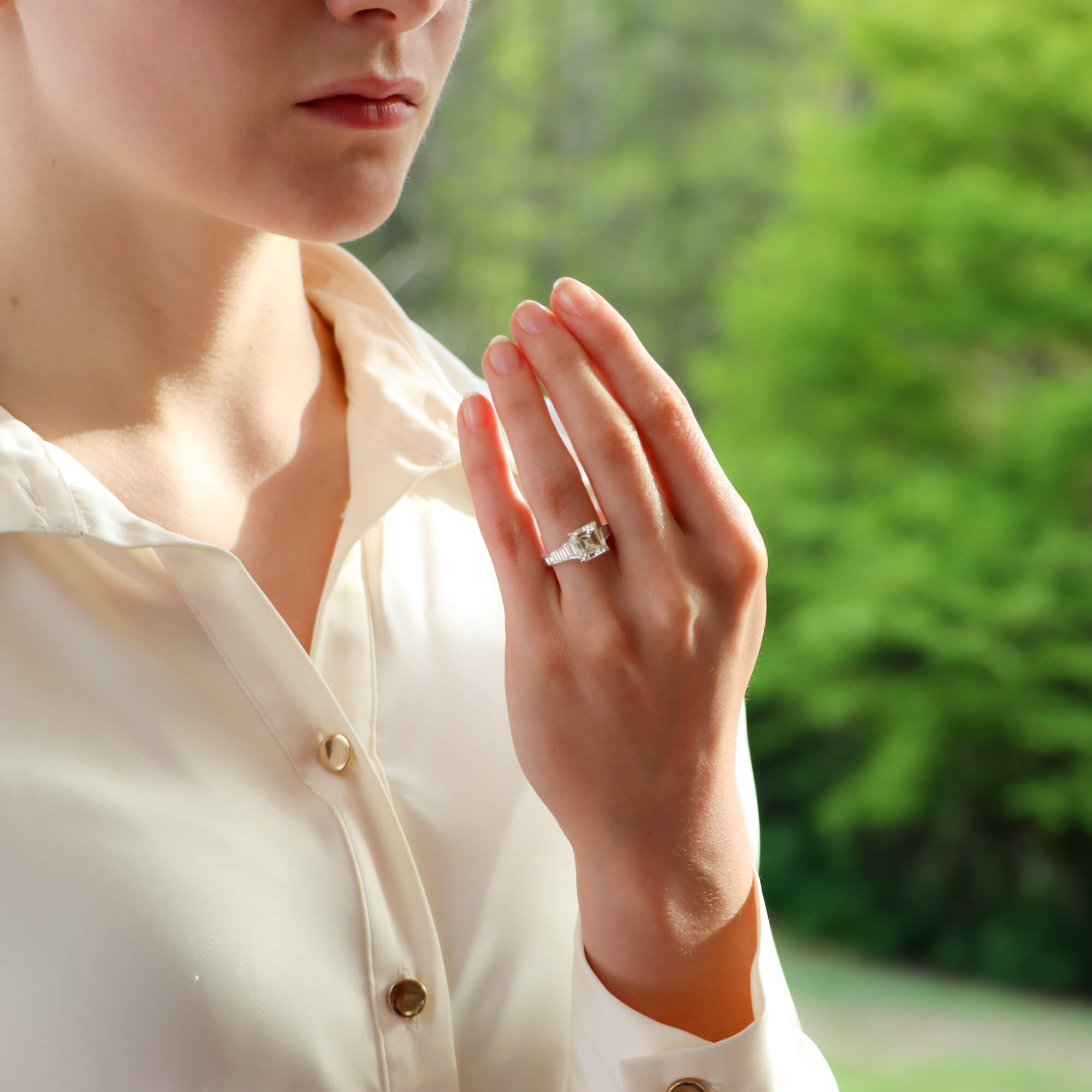 Square emerald engagement best sale rings
