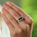 Art Deco Inspired Diamond and Sapphire Panel Ring