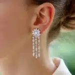 Floral Marquise and Asscher Cut Diamond Drop Earrings