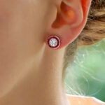 Art Deco Inspired Ruby and Diamond Target Stud Earrings