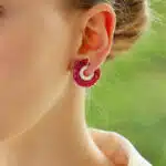 Art Deco Style Invisibly Set Ruby and Diamond Earrings