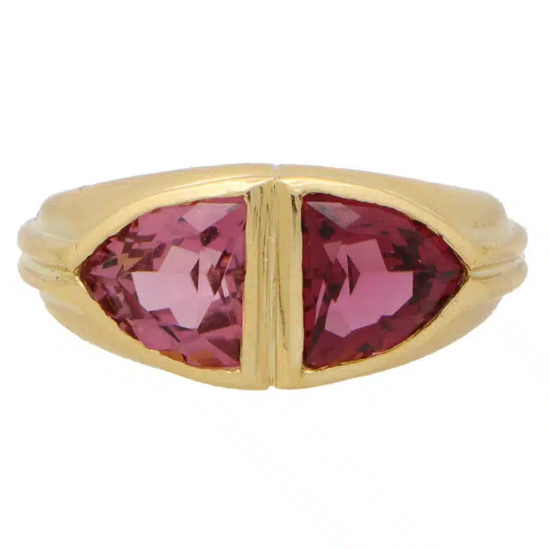 Vintage Bulgari Two Tone Pink Tourmaline Dress Ring