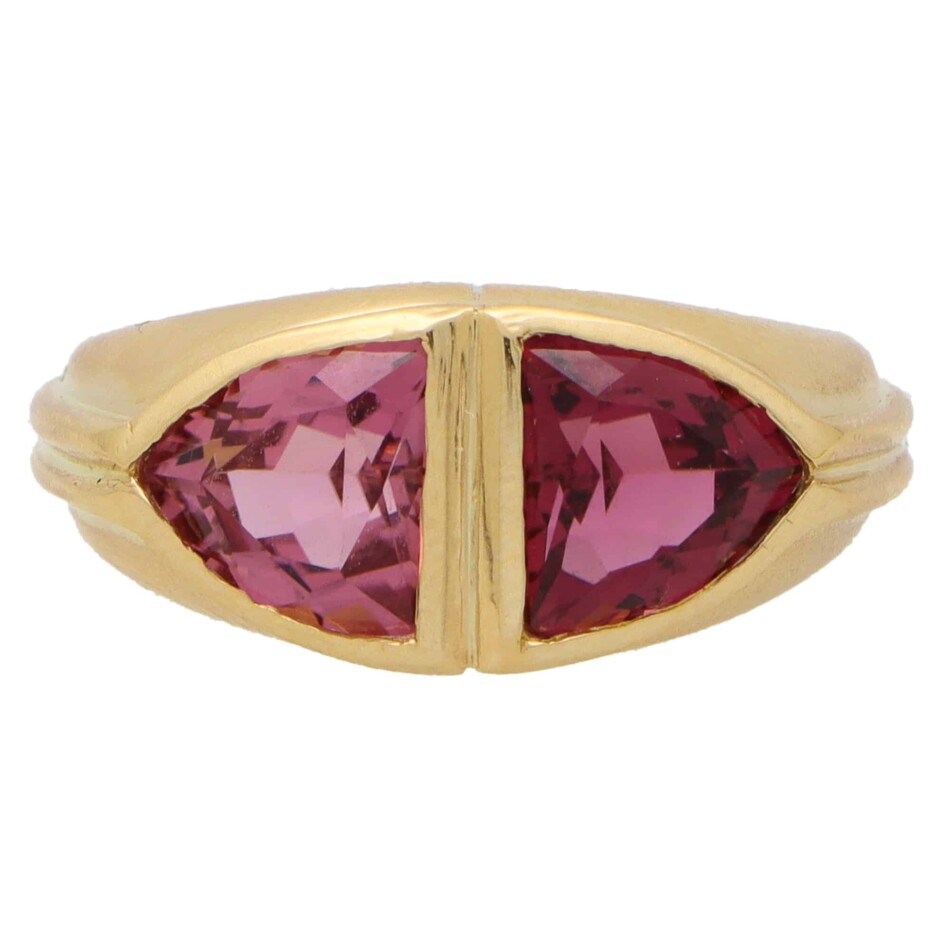 Vintage Bulgari Two Tone Pink Tourmaline Dress Ring