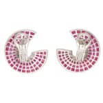 Art Deco Style Invisibly Set Ruby and Diamond Earrings