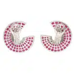 Art Deco Style Invisibly Set Ruby and Diamond Earrings