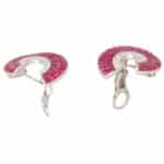 Art Deco Style Invisibly Set Ruby and Diamond Earrings