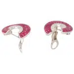 Art Deco Style Invisibly Set Ruby and Diamond Earrings