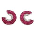 Art Deco Style Invisibly Set Ruby and Diamond Earrings