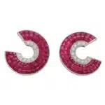 Art Deco Style Invisibly Set Ruby and Diamond Earrings