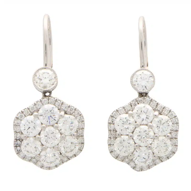 Diamond Cluster Drop Earrings