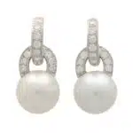 Convertible Pearl and Diamond Drop Hoop Earrings