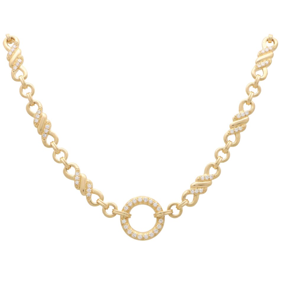 Vintage Hermès Diamond Infinity Circle Necklace