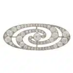 Art Deco Old Mine Cut Diamond Swirl Brooch