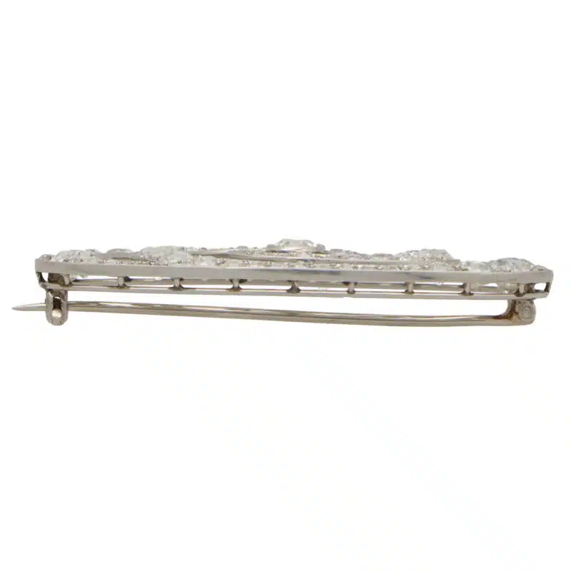 Art Deco Old Mine Cut Diamond Swirl Brooch