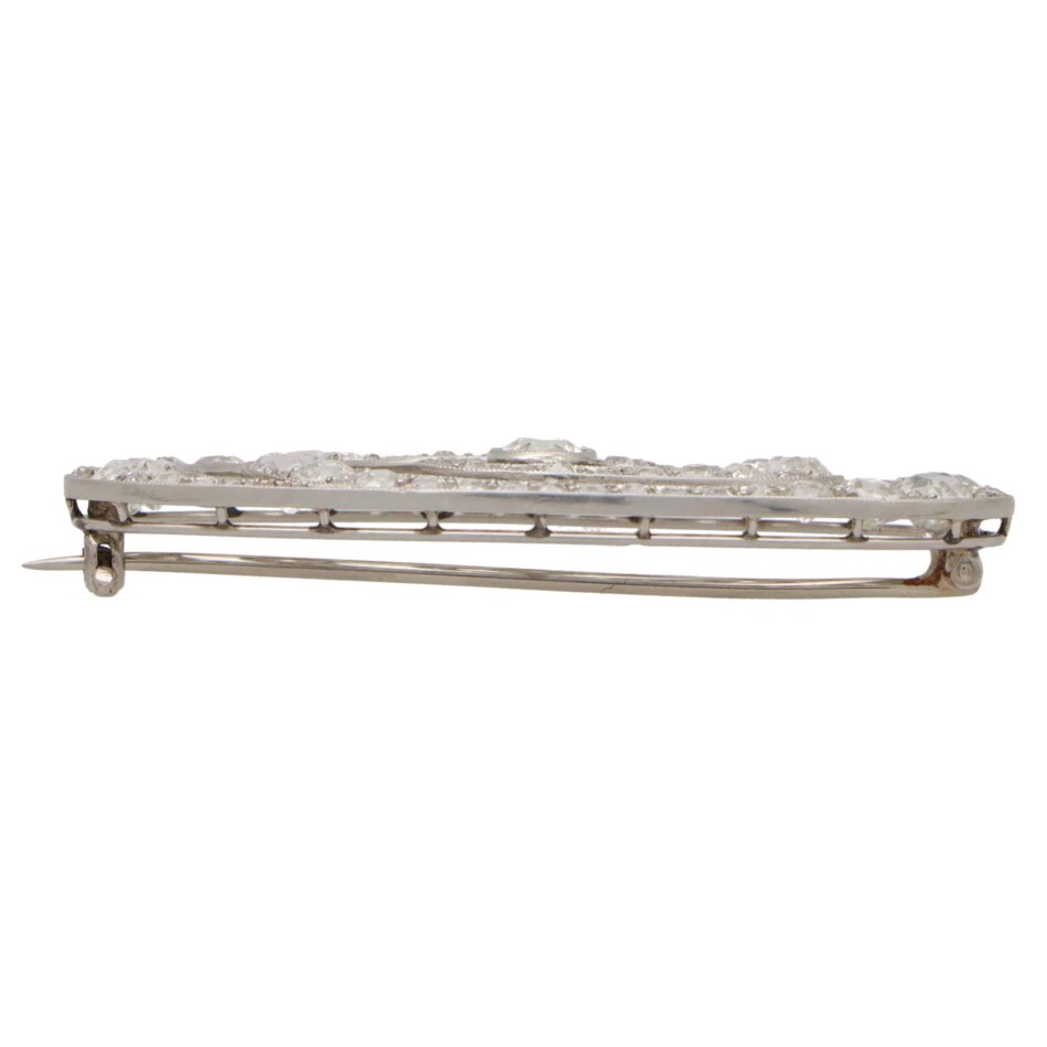 Art Deco Old Mine Cut Diamond Swirl Brooch