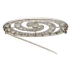 Art Deco Old Mine Cut Diamond Swirl Brooch