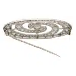 Art Deco Old Mine Cut Diamond Swirl Brooch
