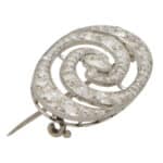 Art Deco Old Mine Cut Diamond Swirl Brooch