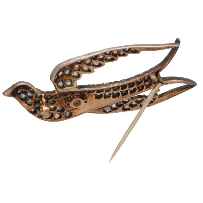 Late Victorian Old Cut Diamond Bird Brooch