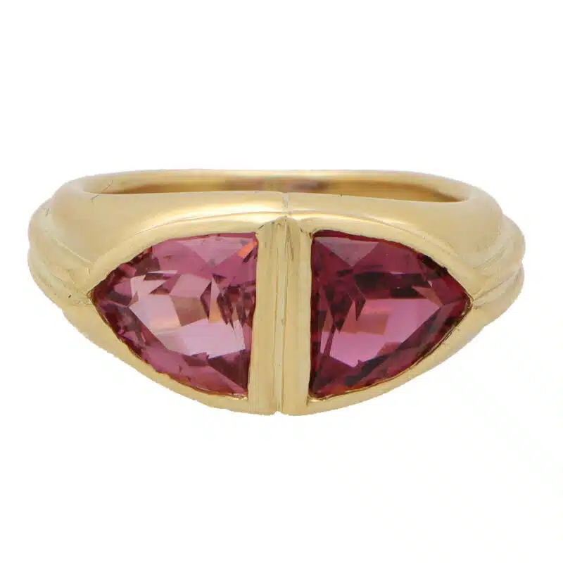 Vintage Bulgari Two Tone Pink Tourmaline Dress Ring