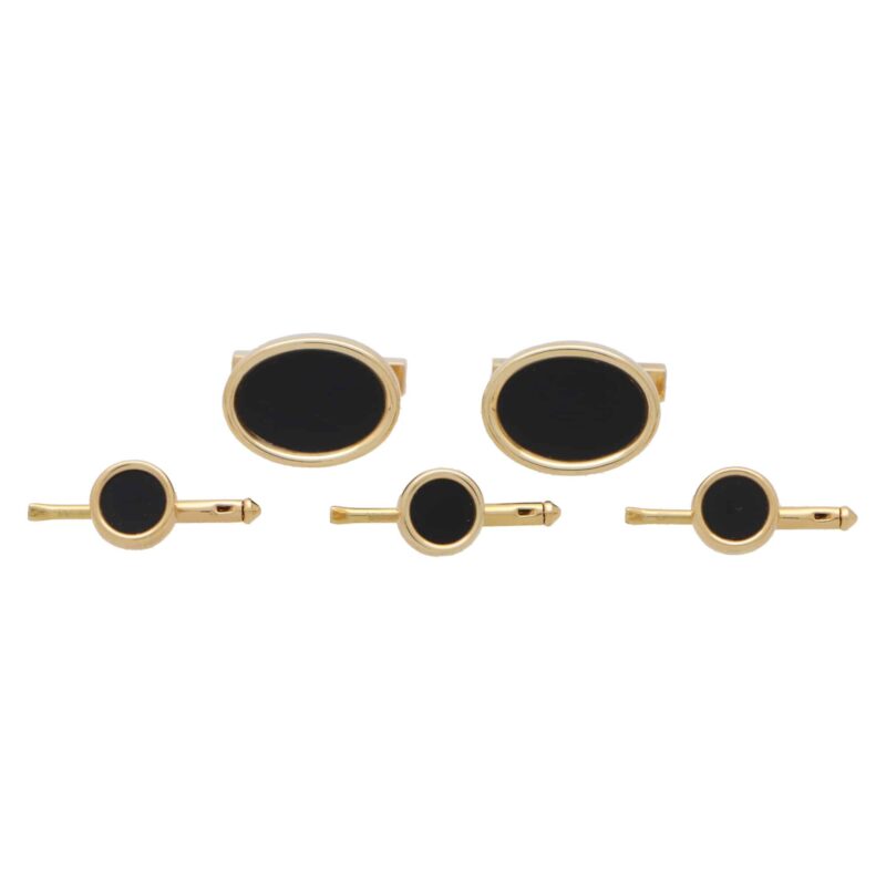 Vintage Tiffany & Co. Onyx Cufflink and Stud Dress Set