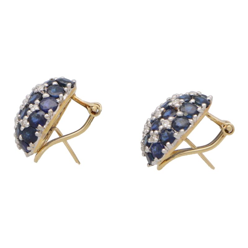 Vintage Heart Shaped Sapphire and Diamond Earrings