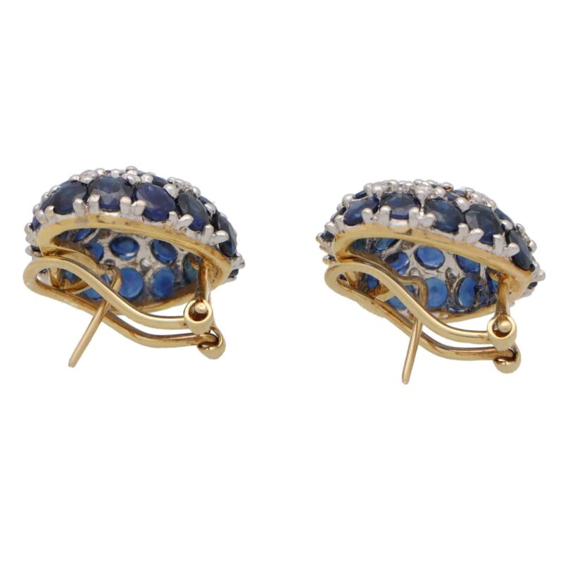 Vintage Heart Shaped Sapphire and Diamond Earrings