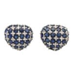 Vintage Heart Shaped Sapphire and Diamond Earrings