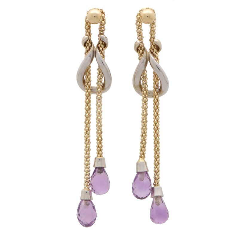 Vintage Amethyst Knotted Drop Earrings