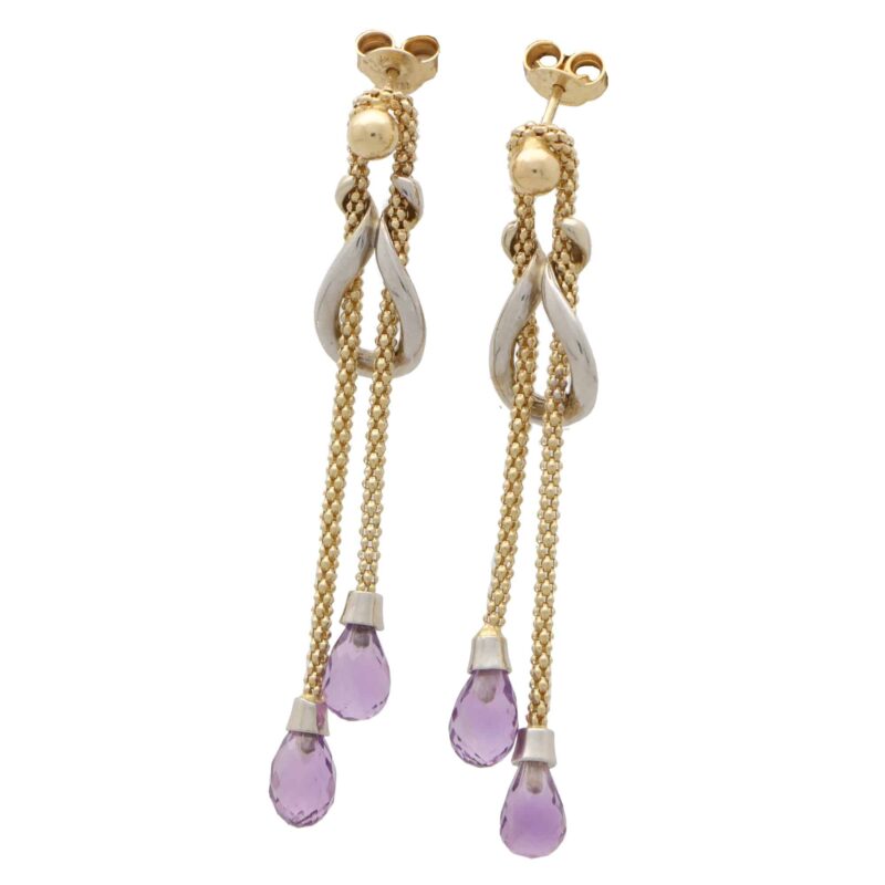 Vintage Amethyst Knotted Drop Earrings